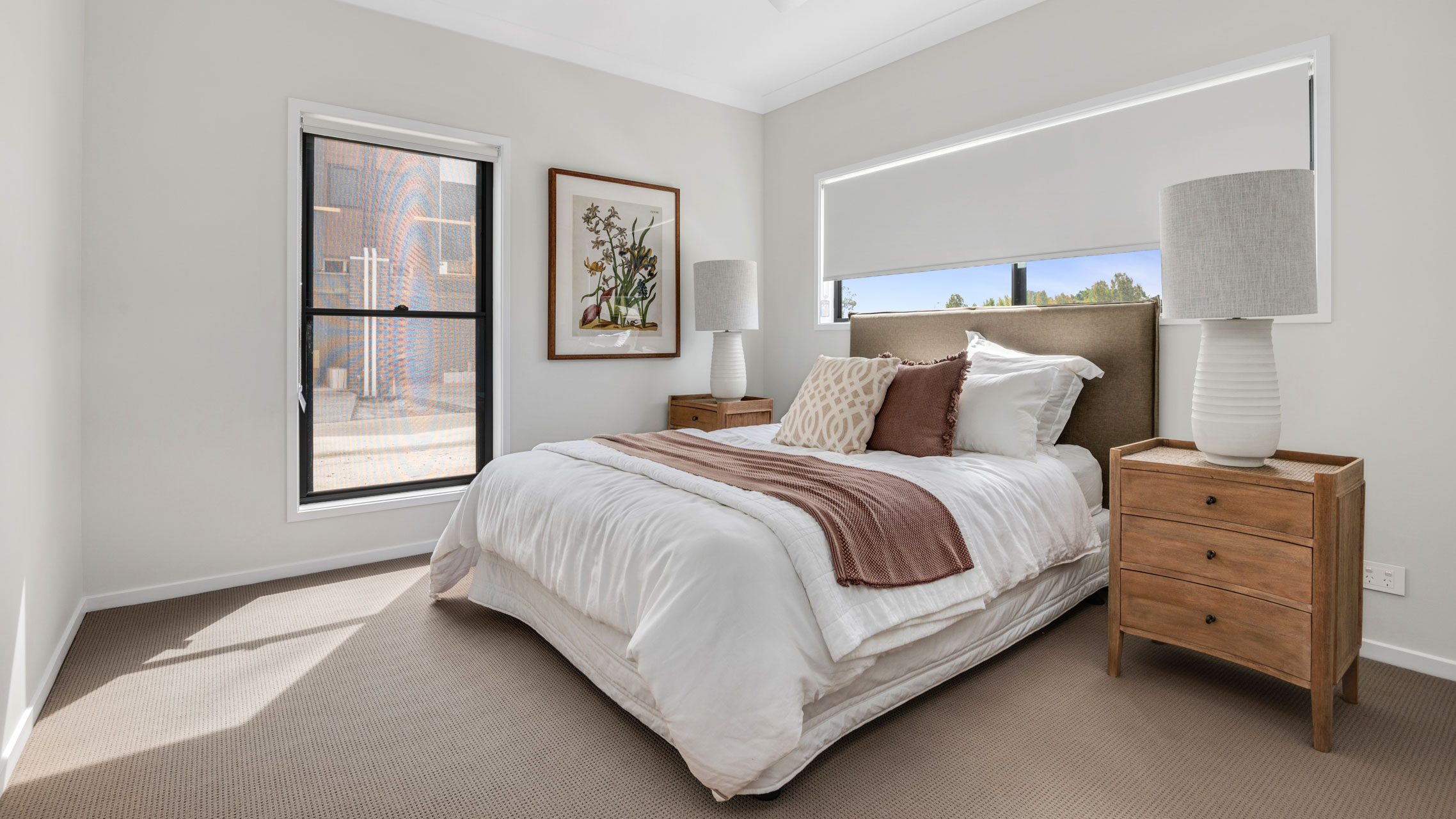 Black Double Hung Window in a bedroom