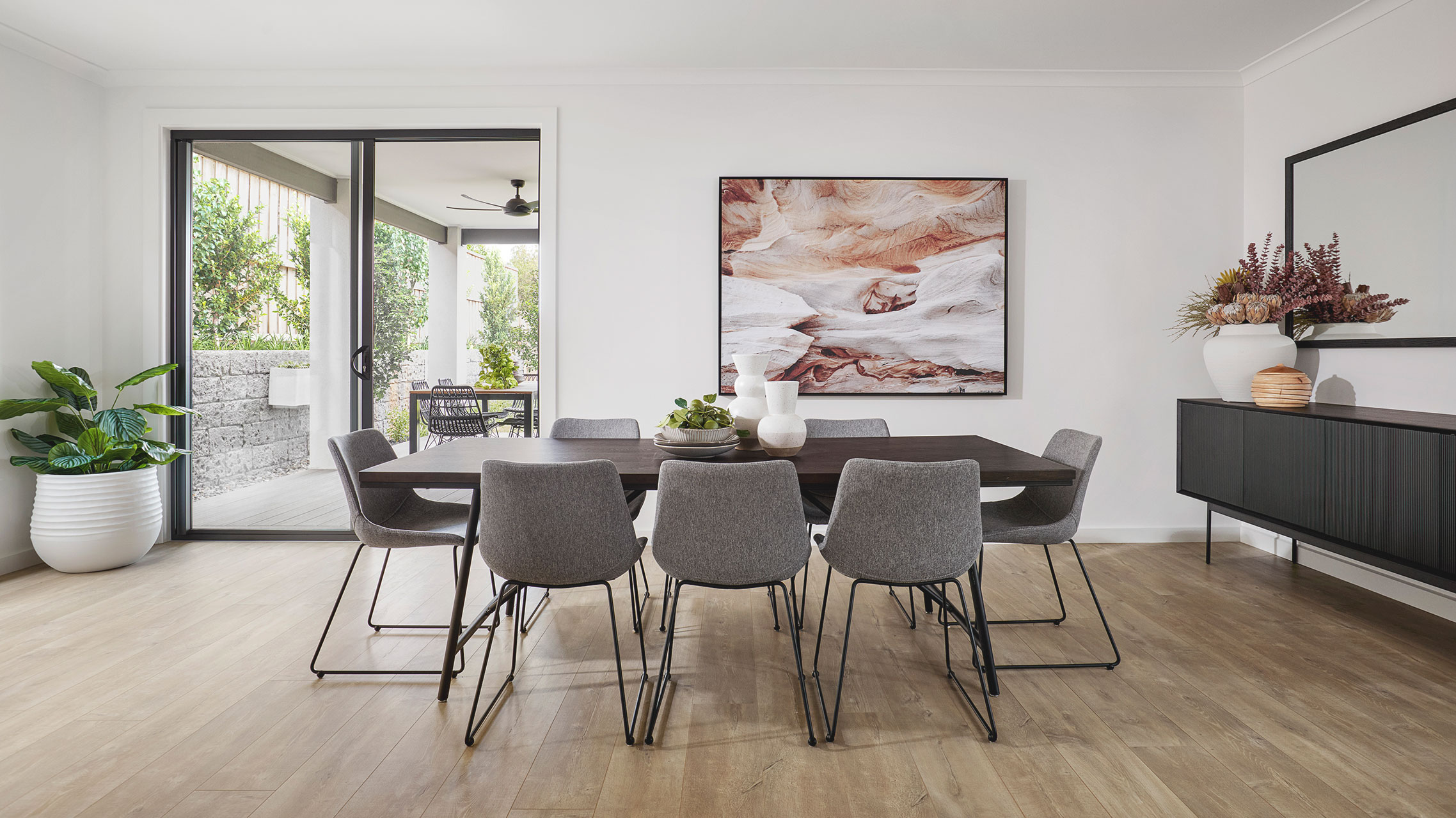 Black Sliding Glass Door in kitchen