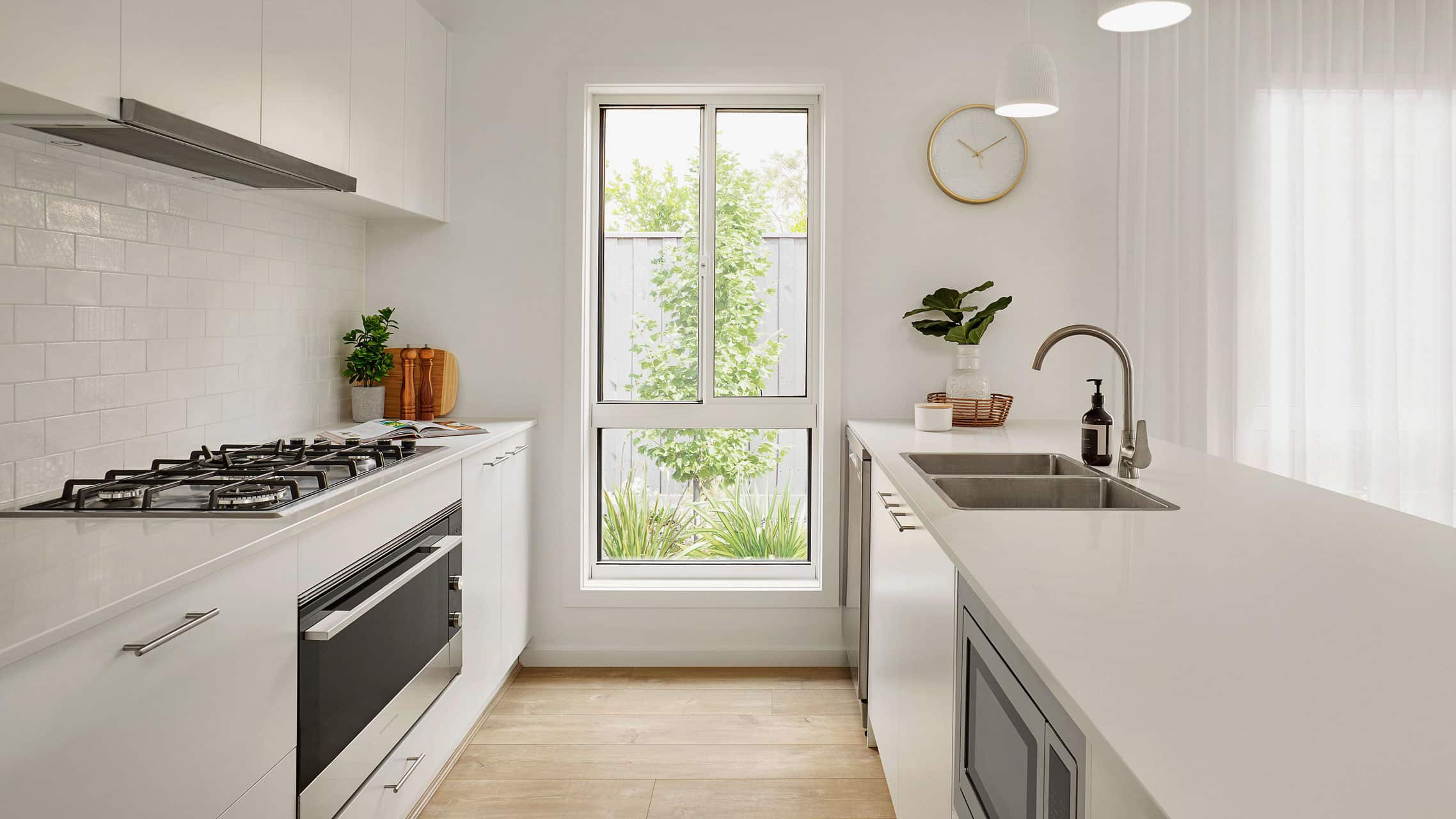 Patio sliding window in a kitchen