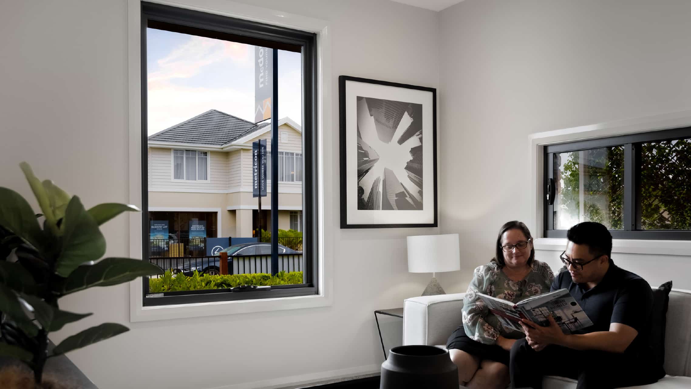 Black Aluminium Awning Window in living room