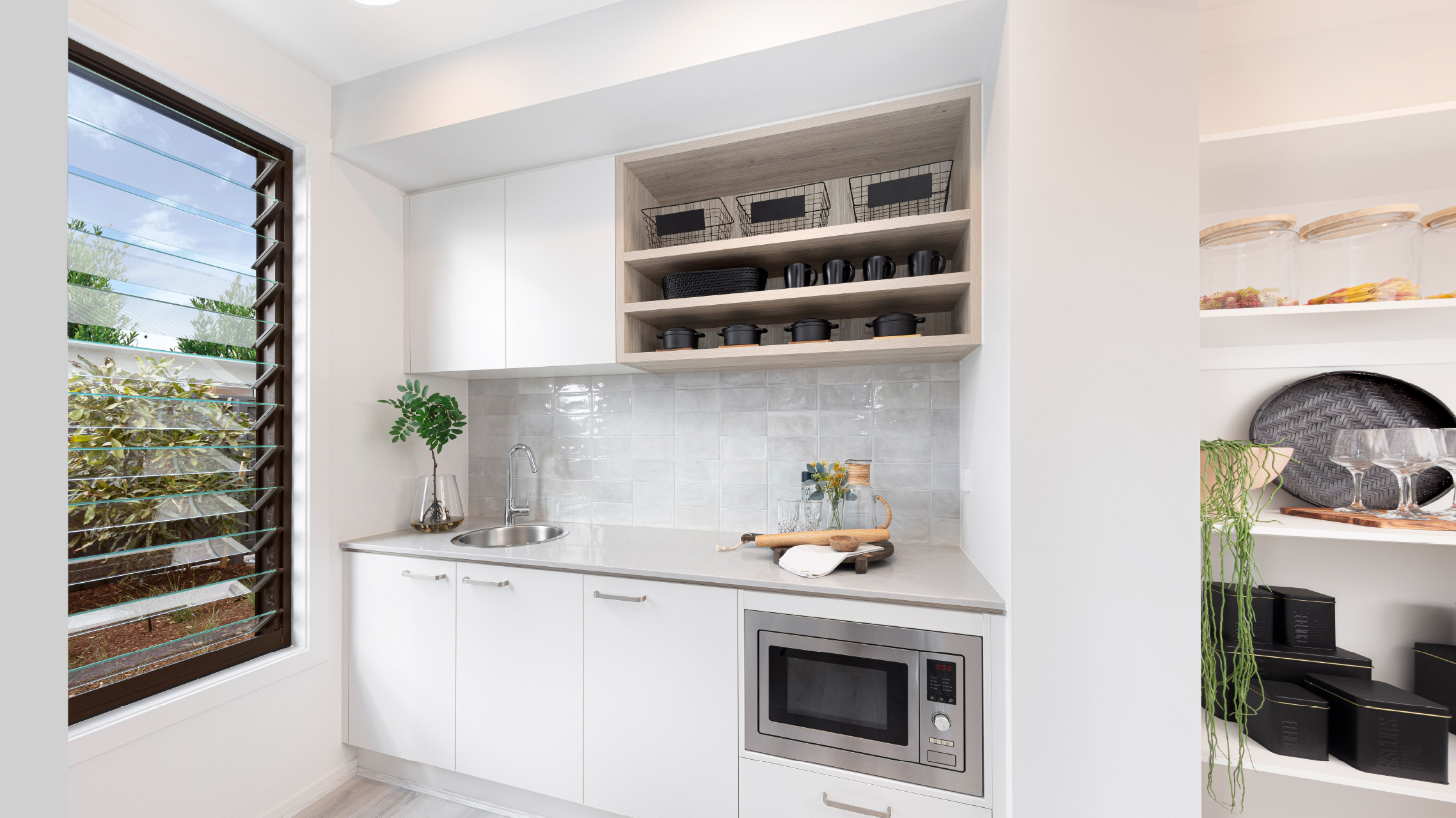 Black Louvre Window in kitchen