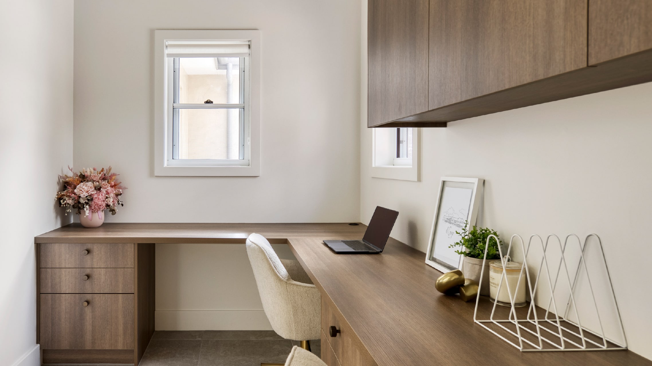 Small White Double Hung Window in study