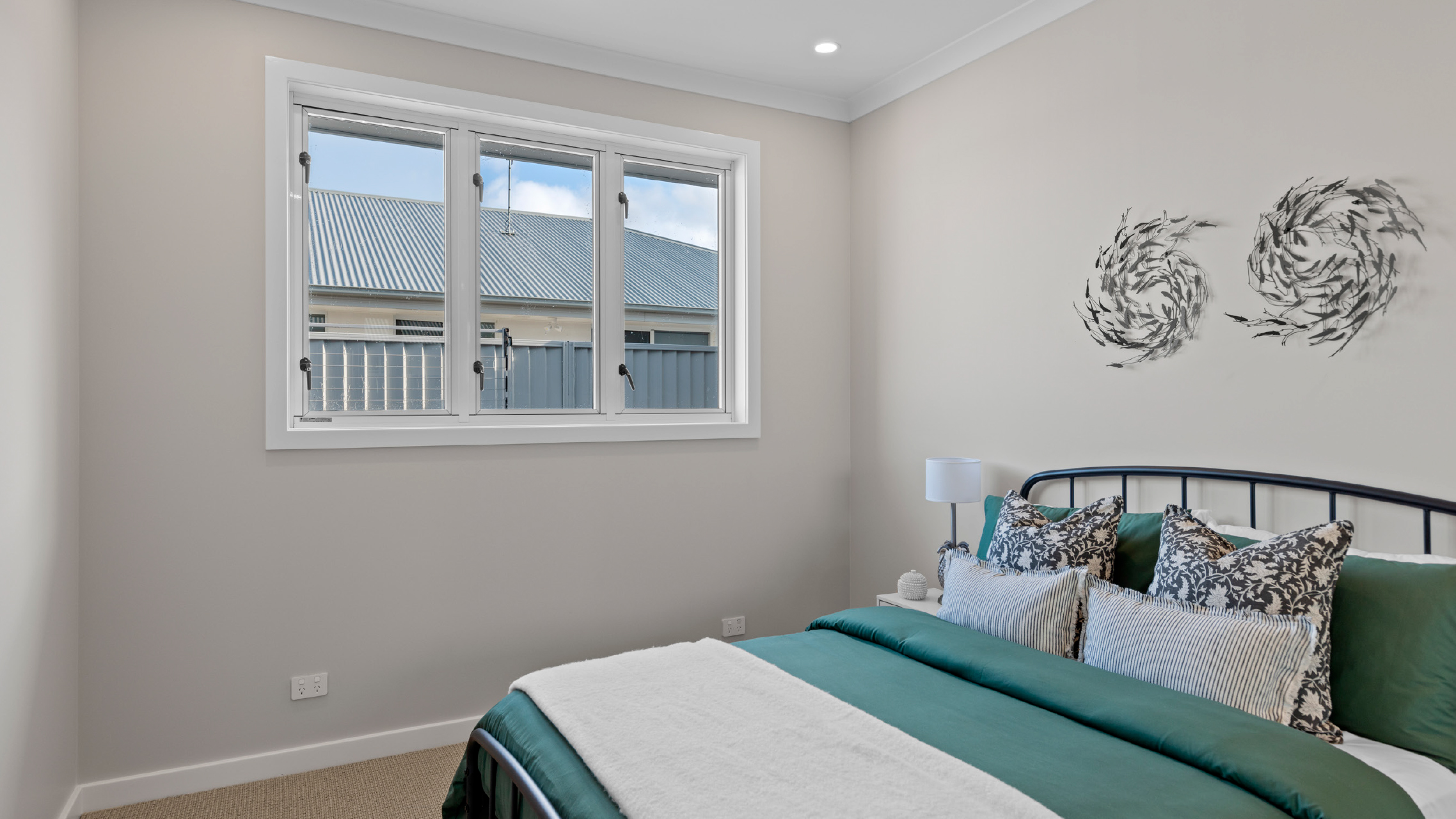 White Aluminium Casement Window in bedroom