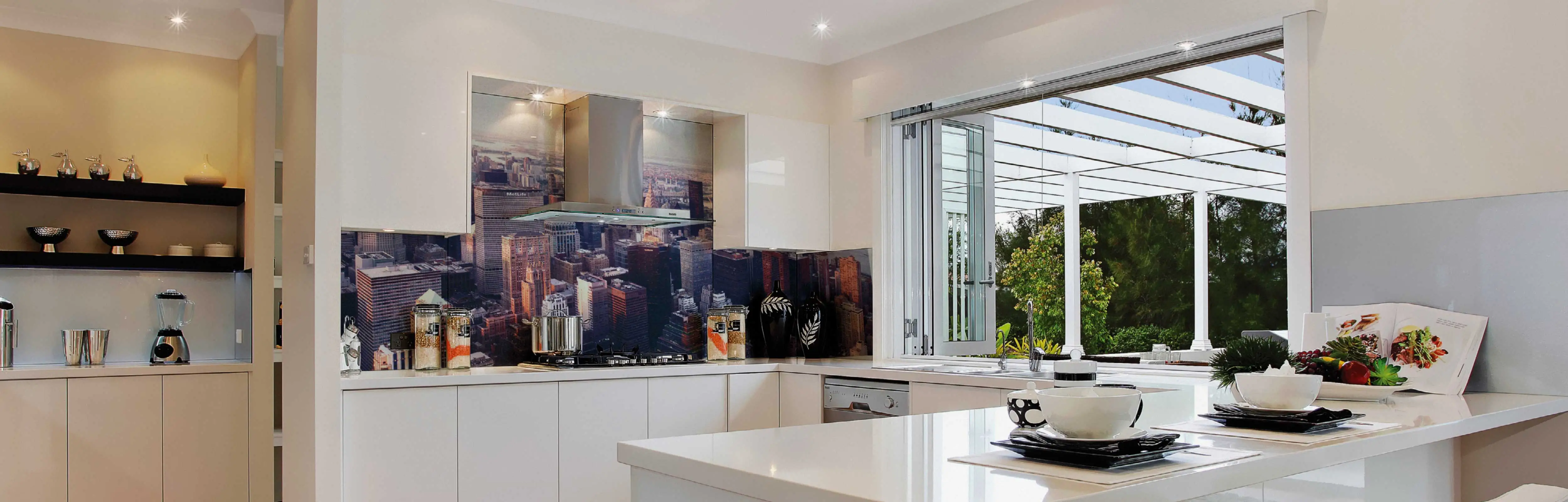 Image Glass Splashbacks above a kitchen bench