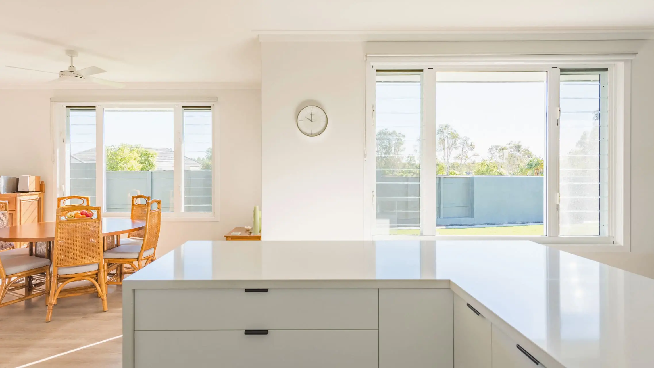 White Louvre Windows with glass blades