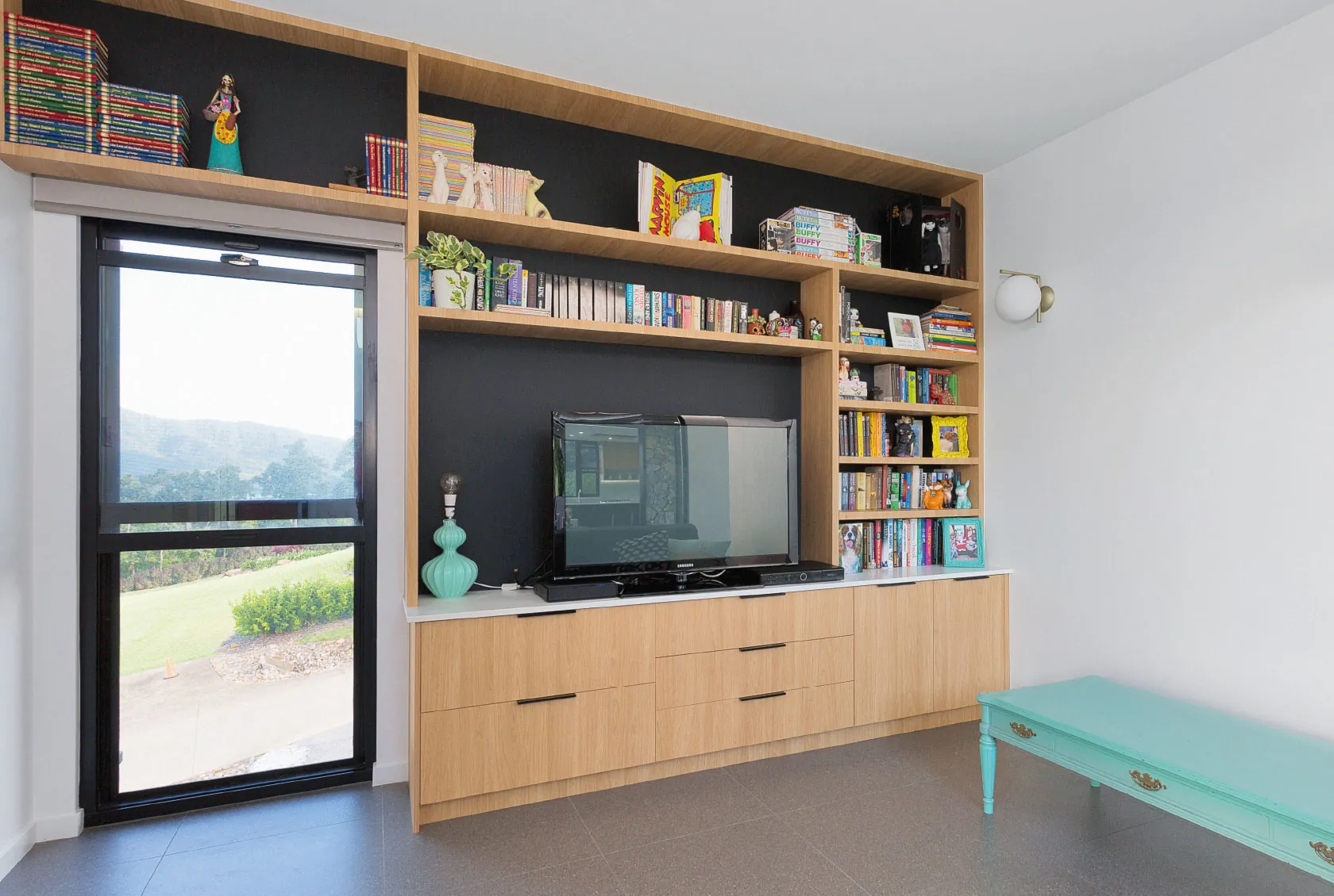 Aluminium Double Hung Window in a study