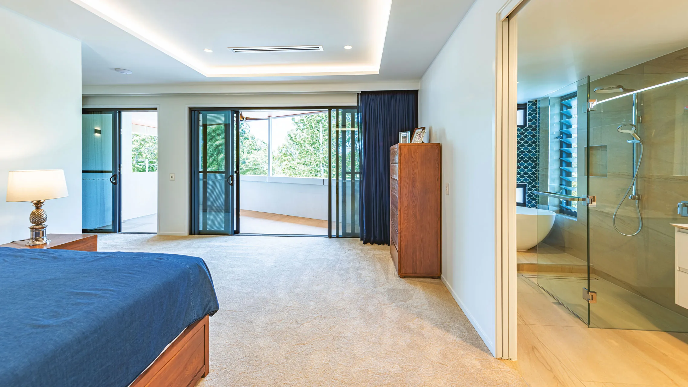 Two Sliding Doors in a bedroom