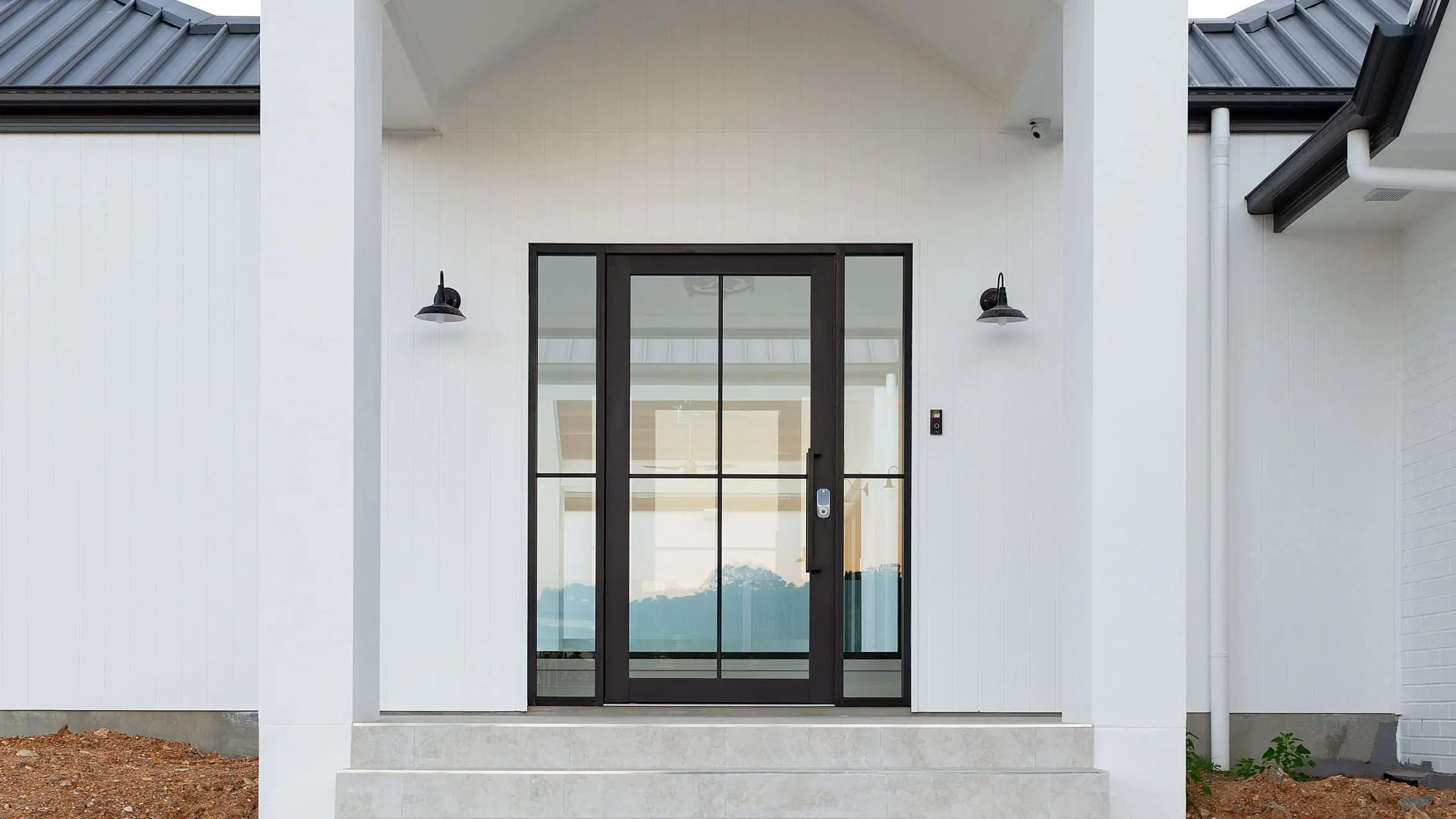 Black Pivot Door with sidelites