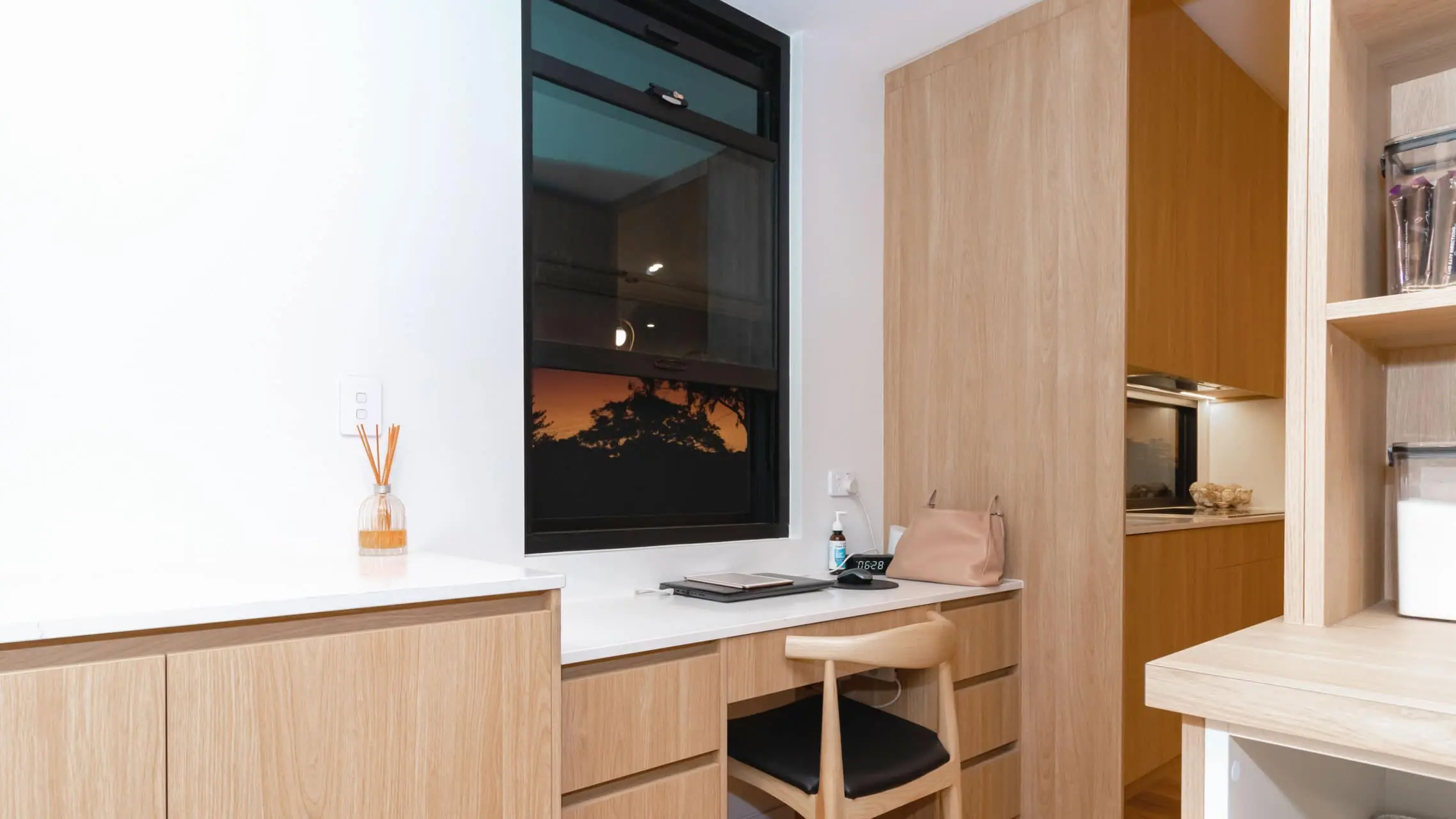 Double Hung Window in study nook