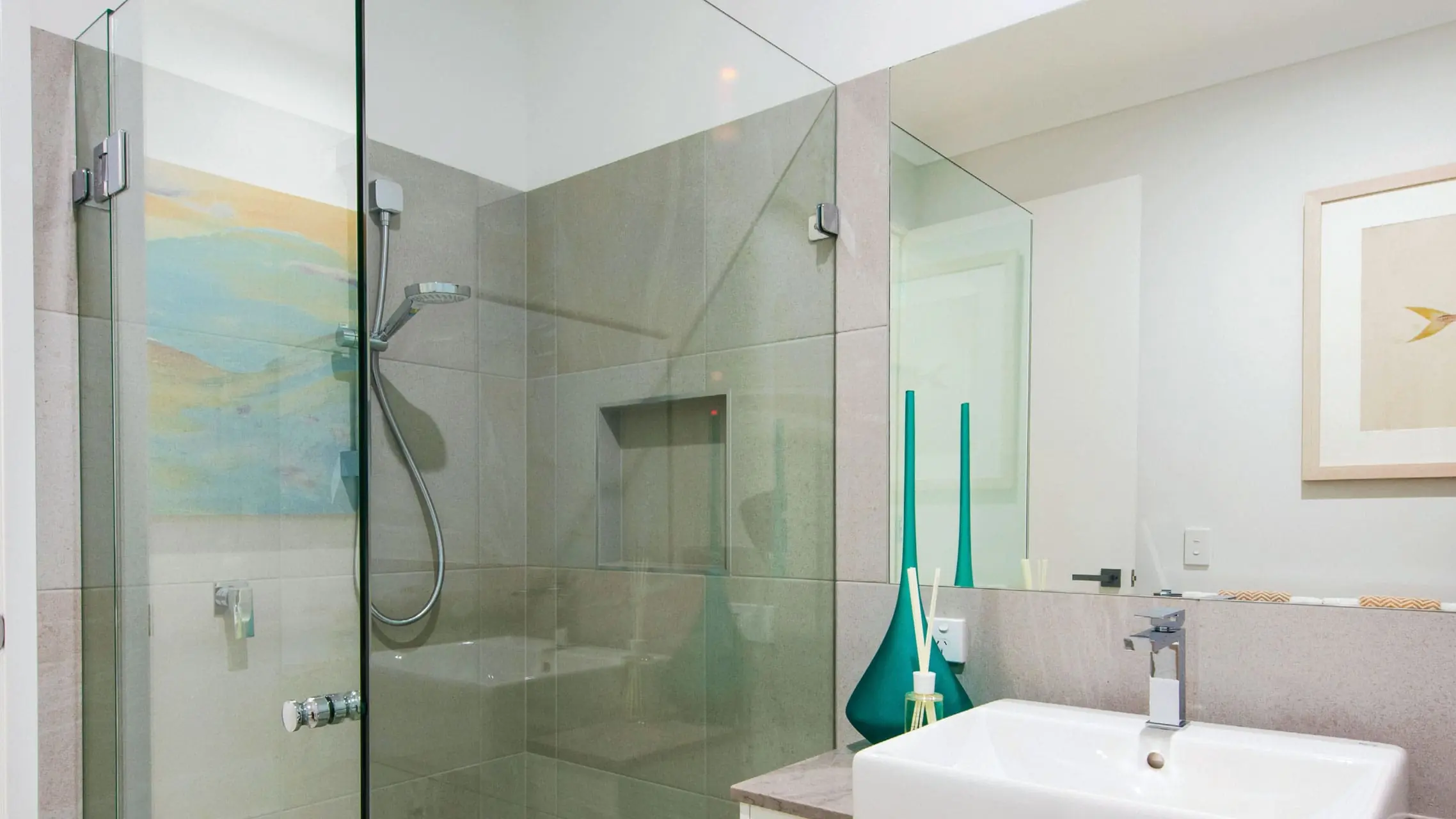 Frameless Shower Screen in a corner configuration