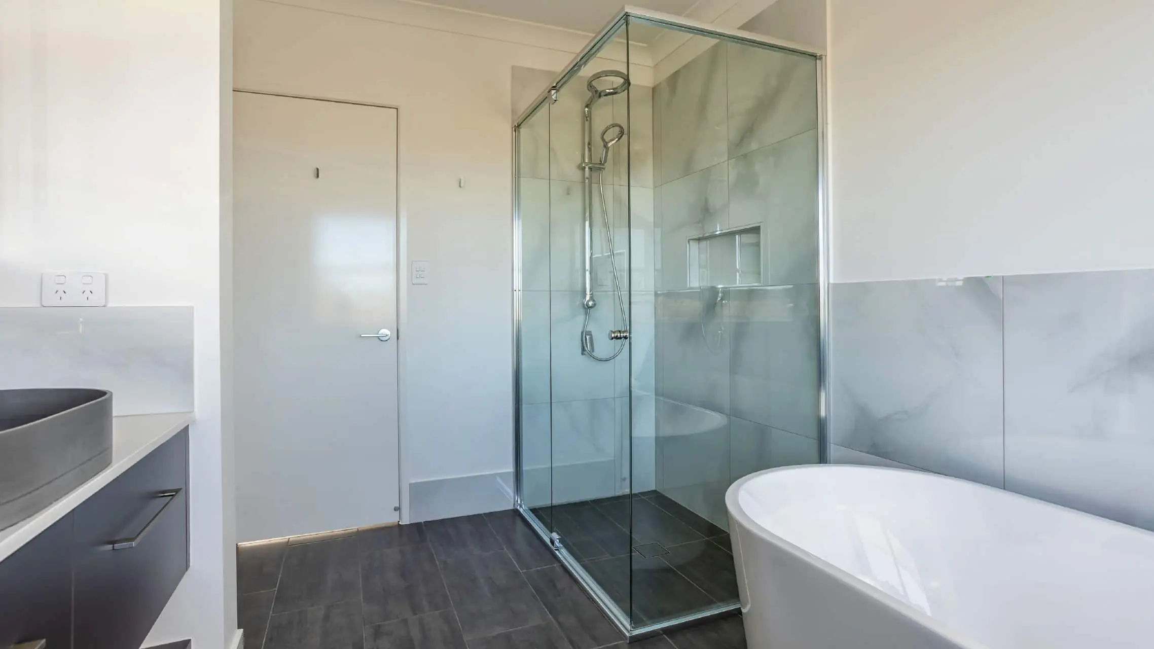 Semi Frameless Showerscreen in a bathroom