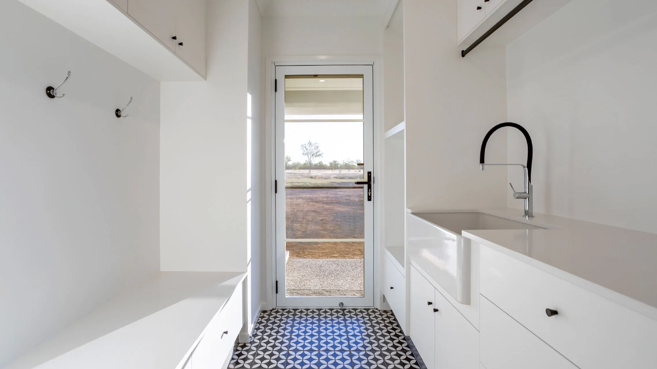 Single French Aluminium Door in a laundry room