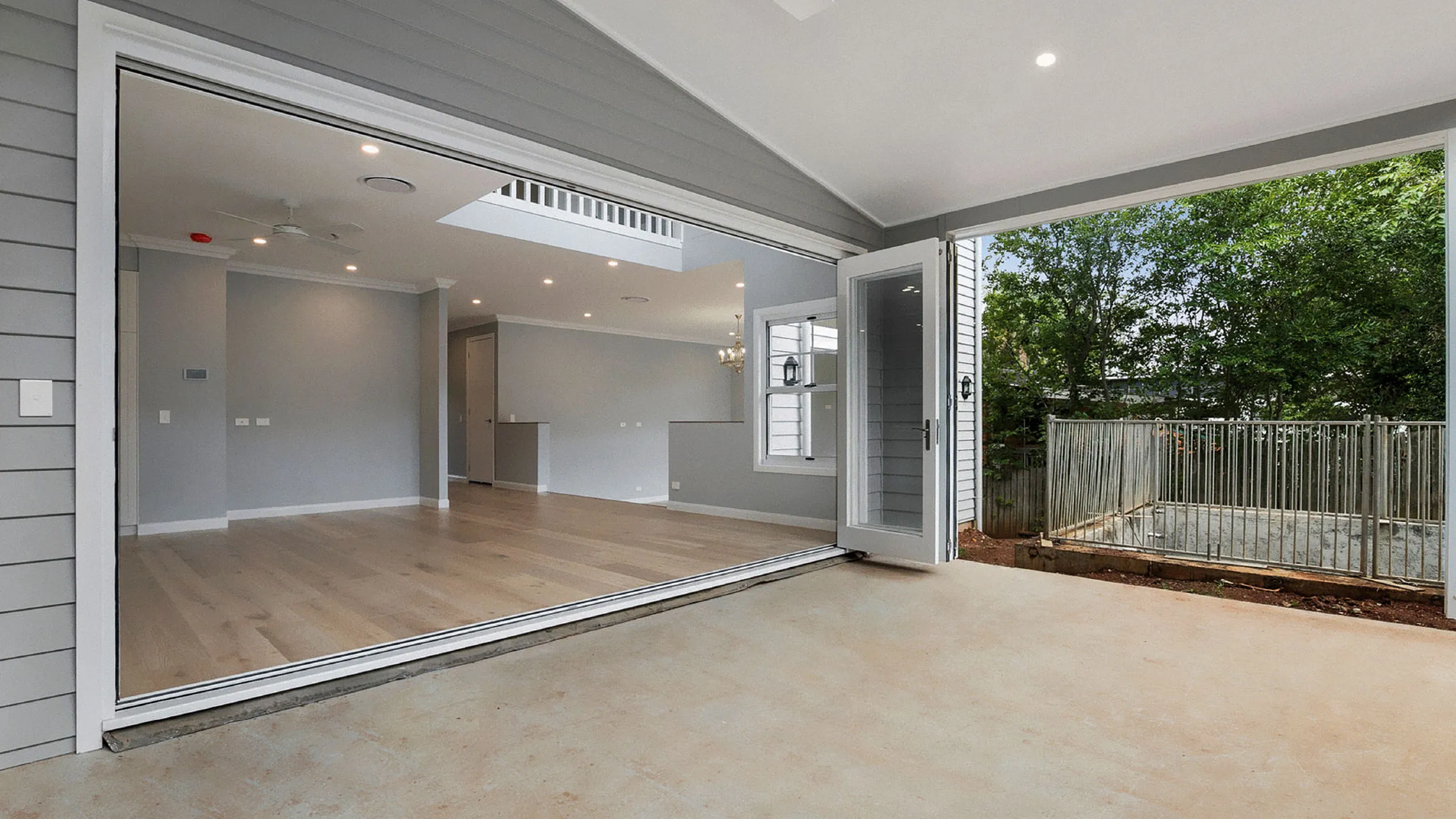 White Aluminium Bifold Door fully opened