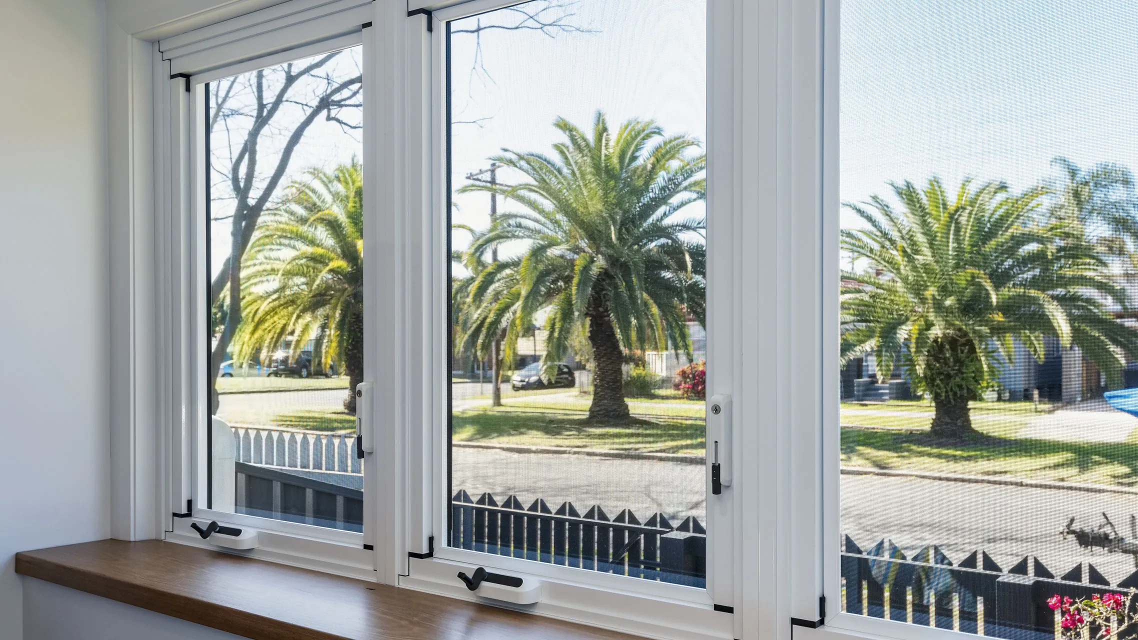 White Aluminium Casement Windows closed