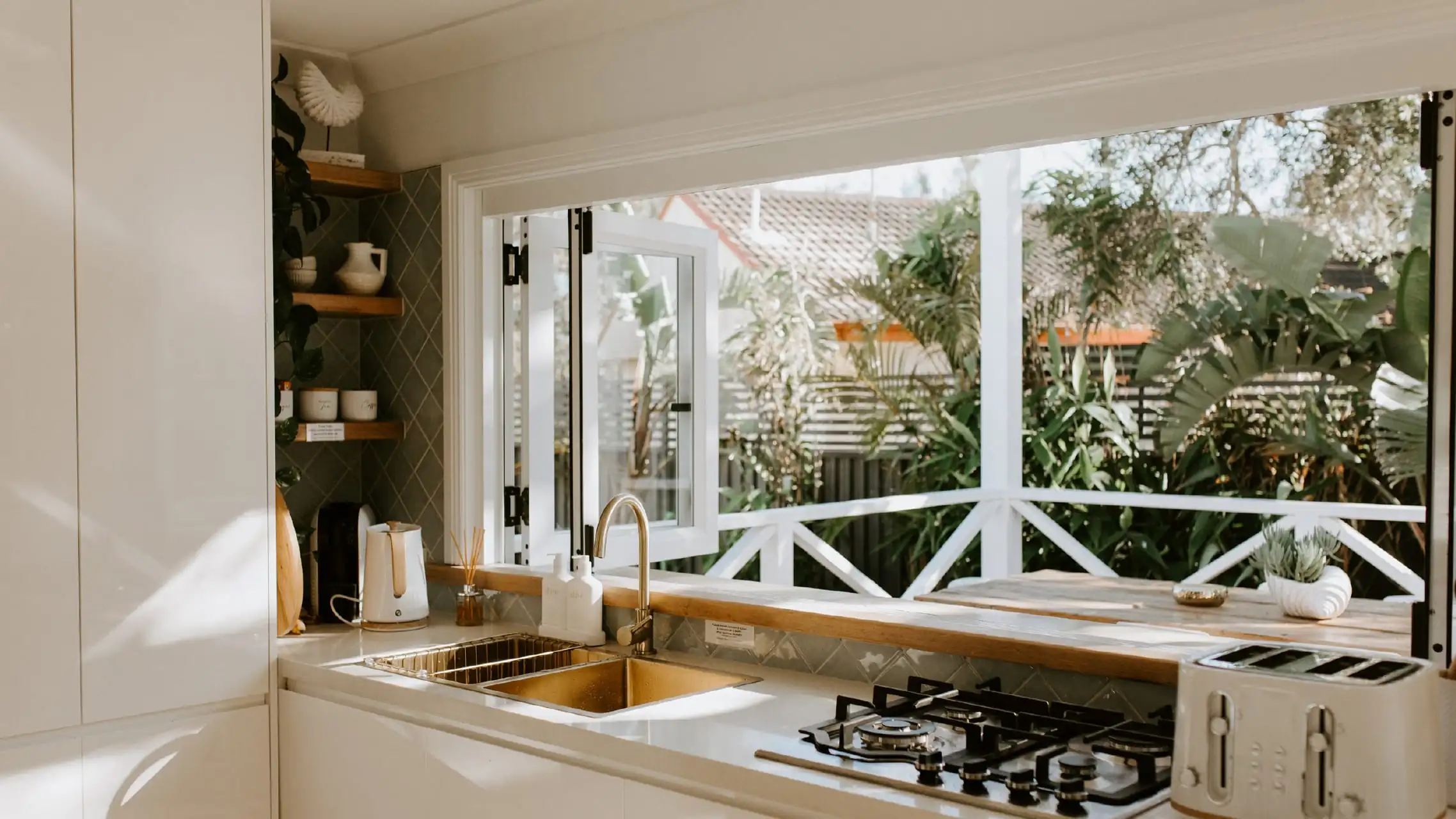 White Bifold Servery Window